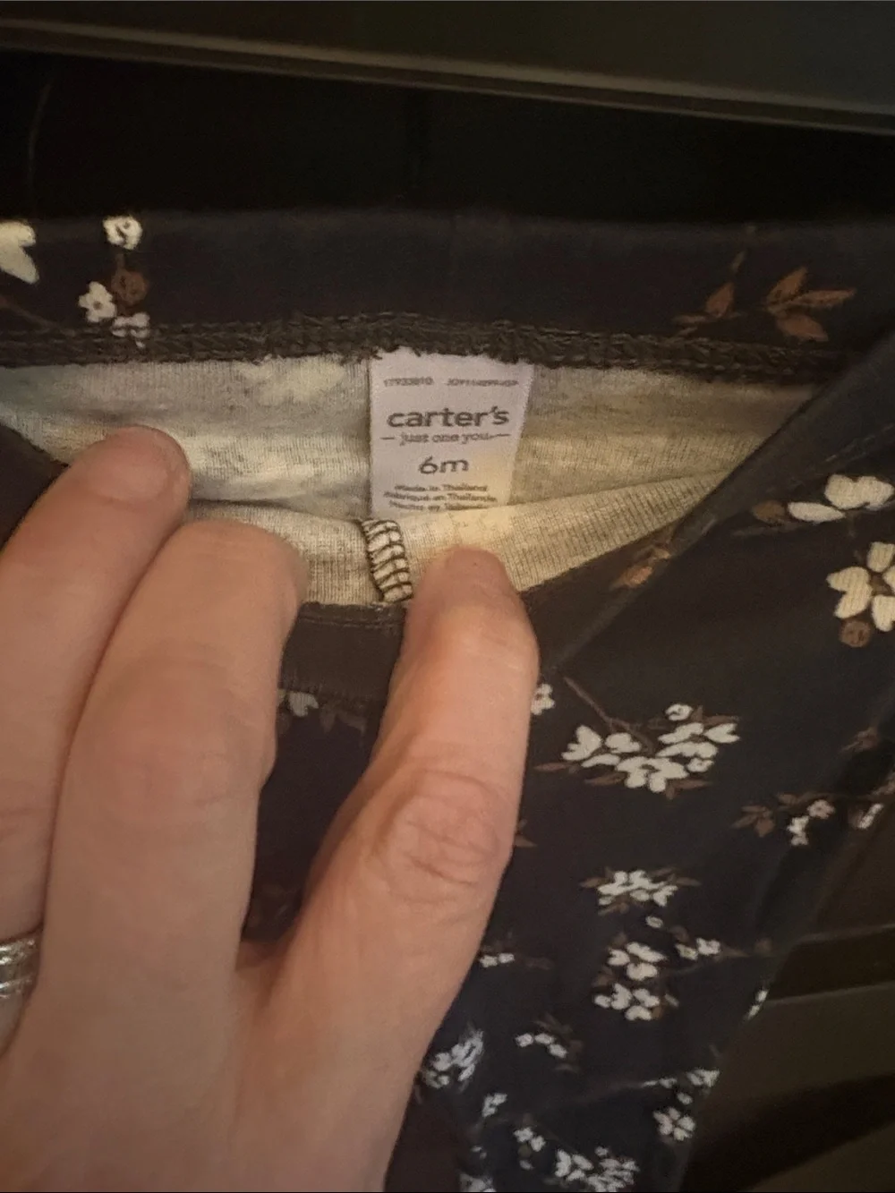 Carter's Cream Sherpa Jacket with Navy Floral Leggings and Striped Bodysuit